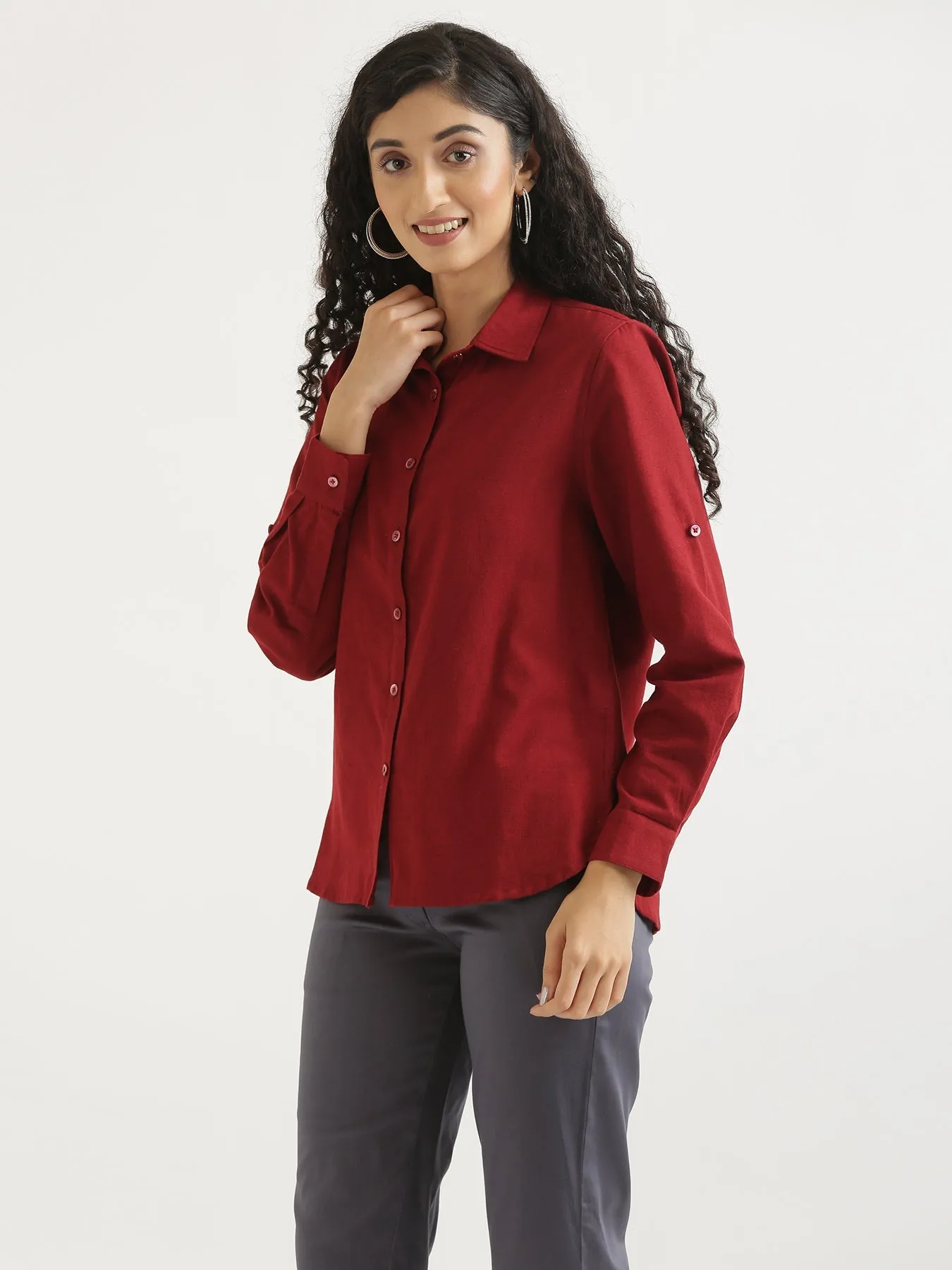 Maroon Airy-Linen Shirt