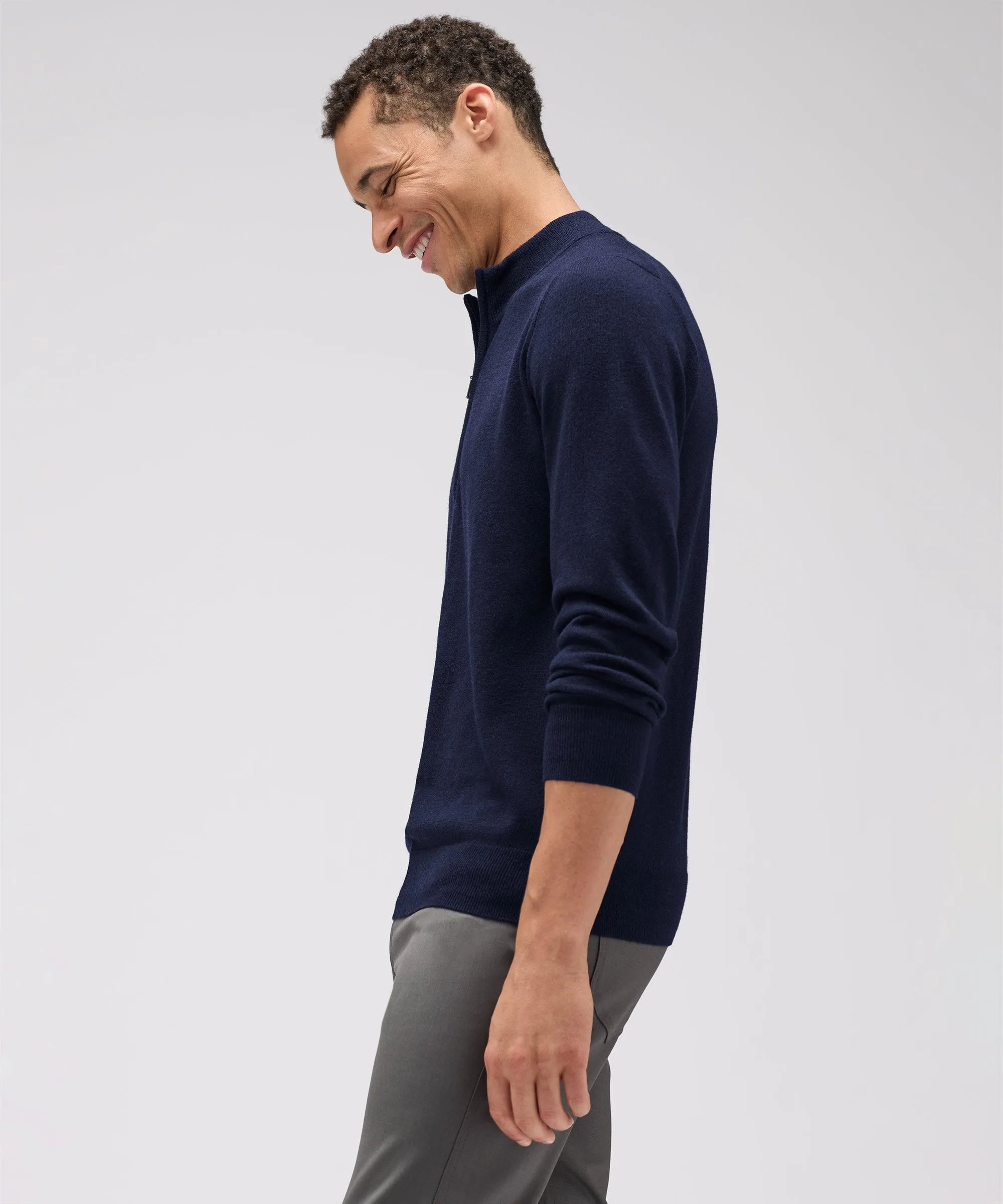 Men's Merino Cashmere Quarter Zip Sweater