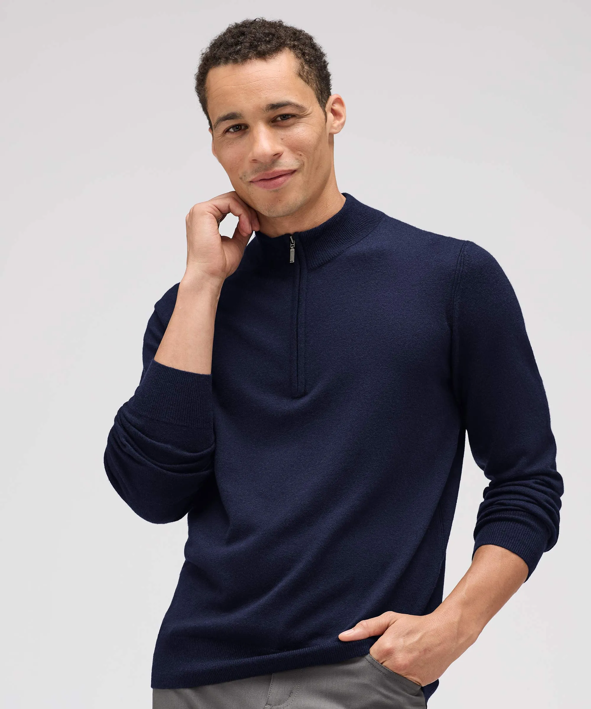 Men's Merino Cashmere Quarter Zip Sweater