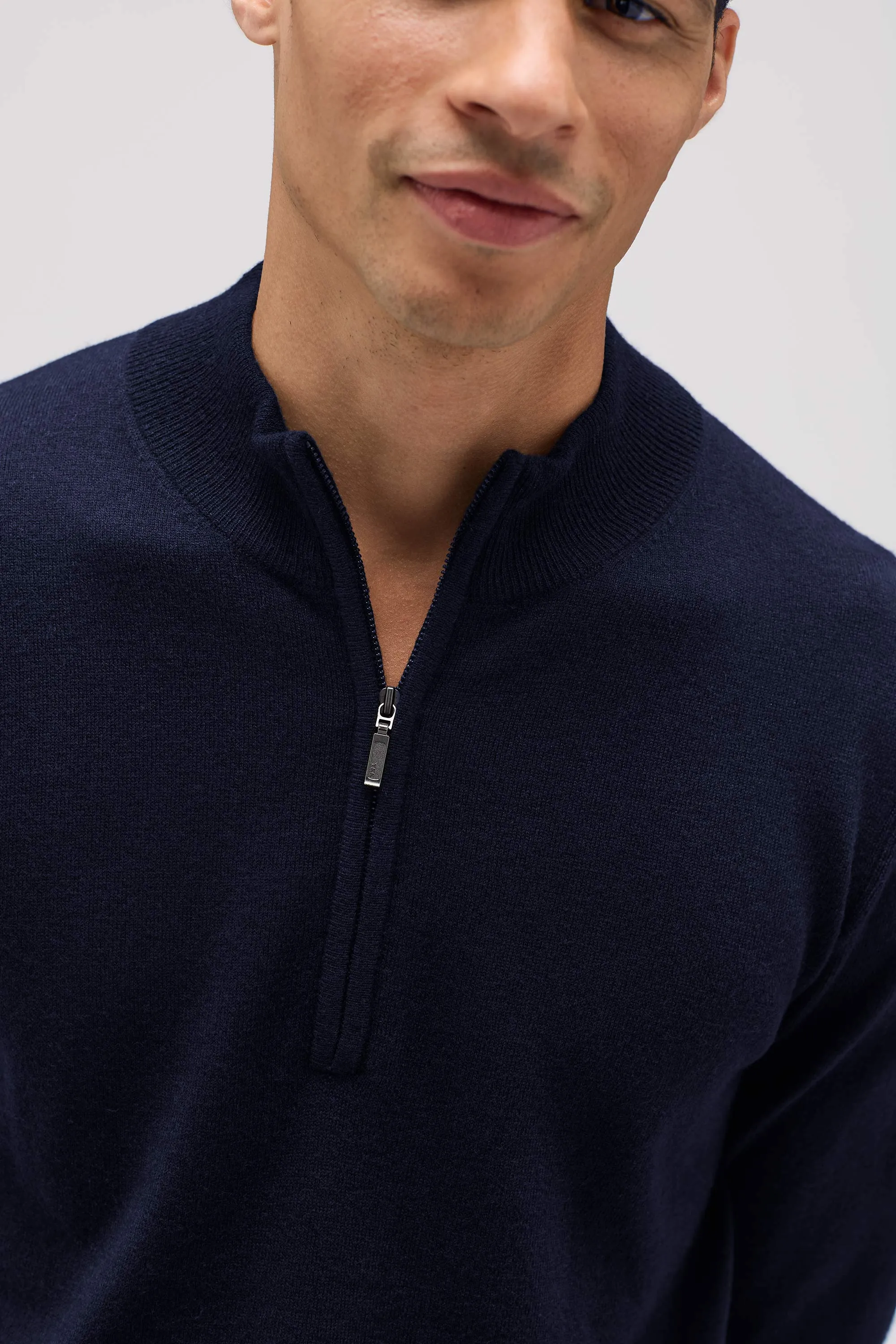 Men's Merino Cashmere Quarter Zip Sweater