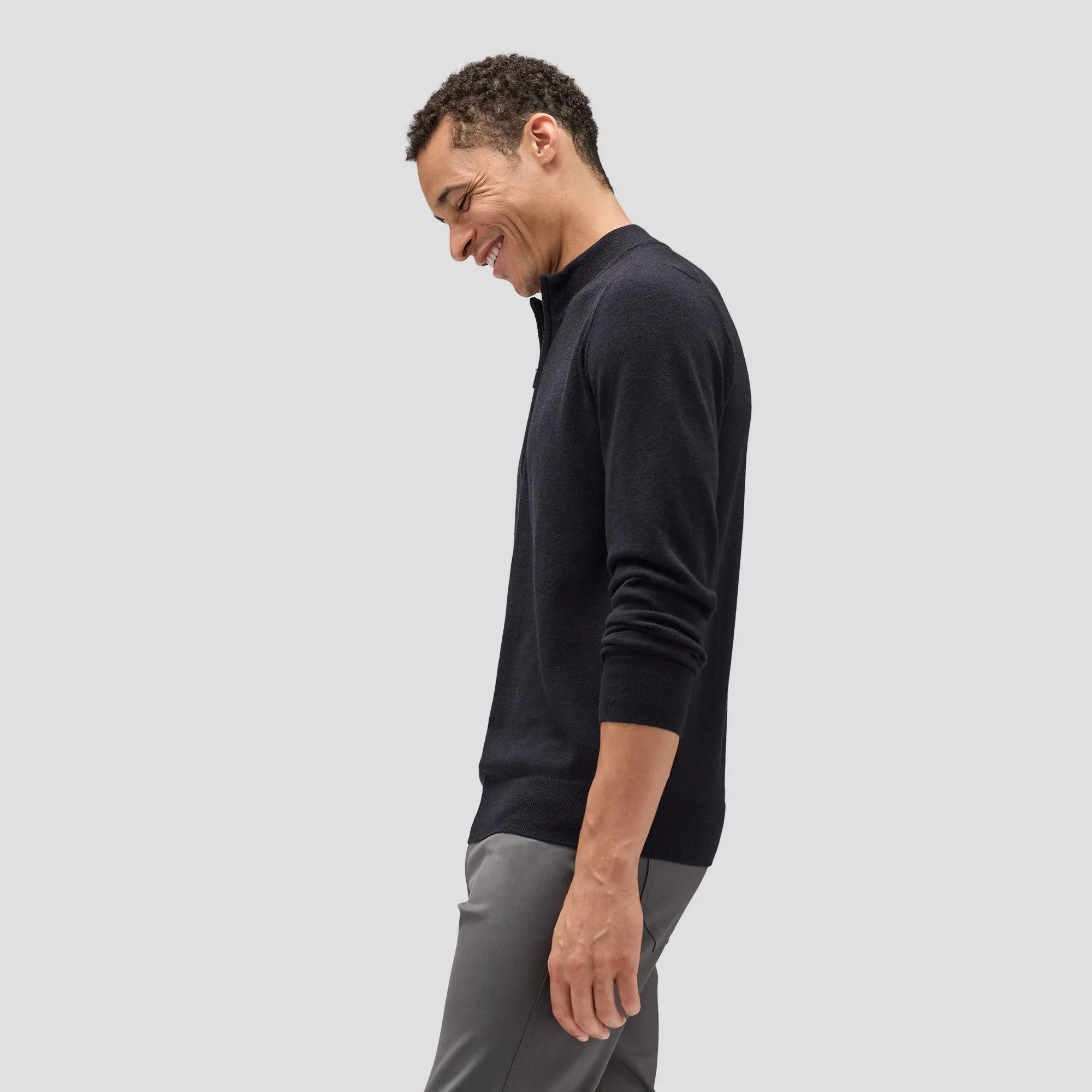 Men's Merino Cashmere Quarter Zip Sweater