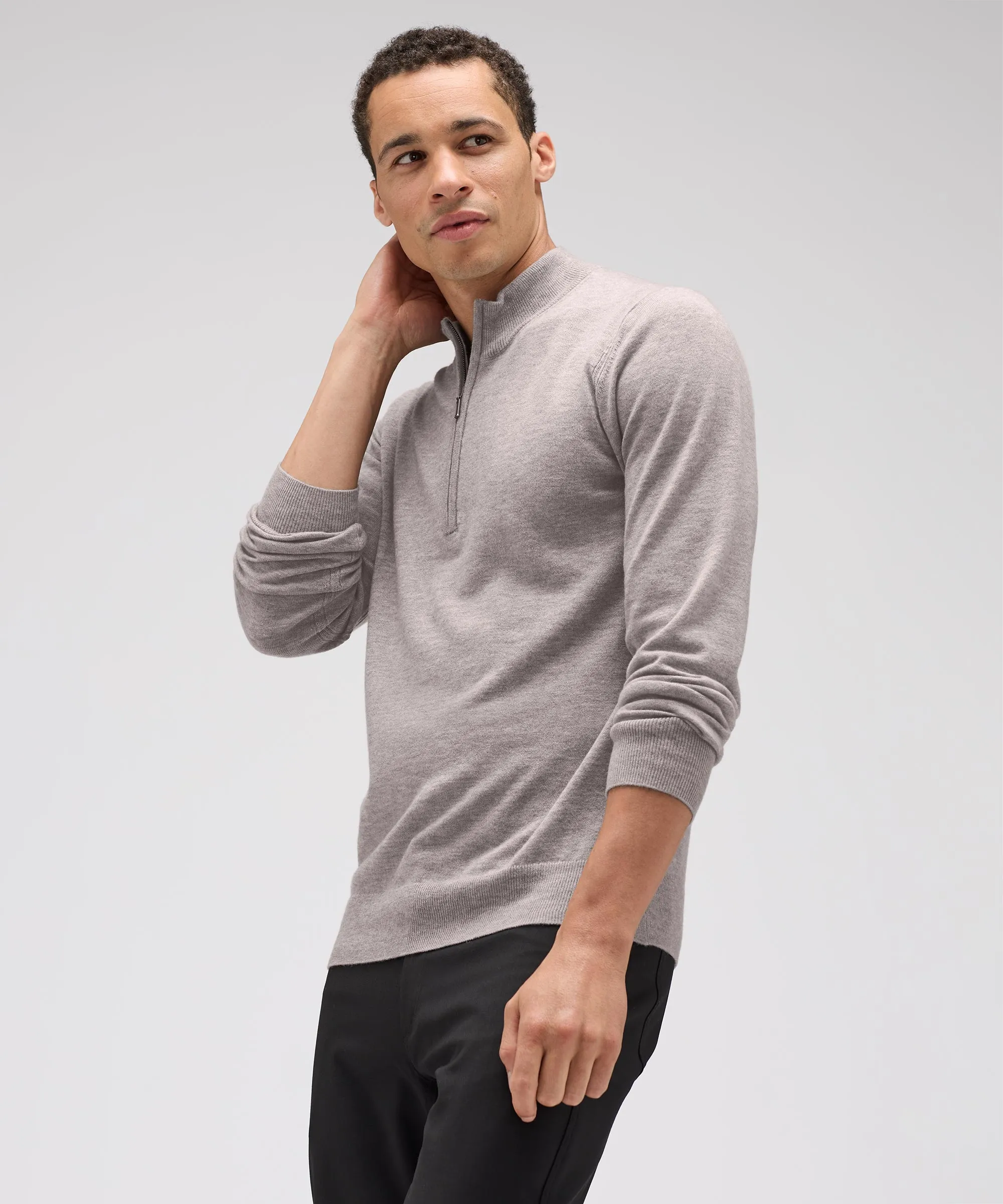 Men's Merino Cashmere Quarter Zip Sweater