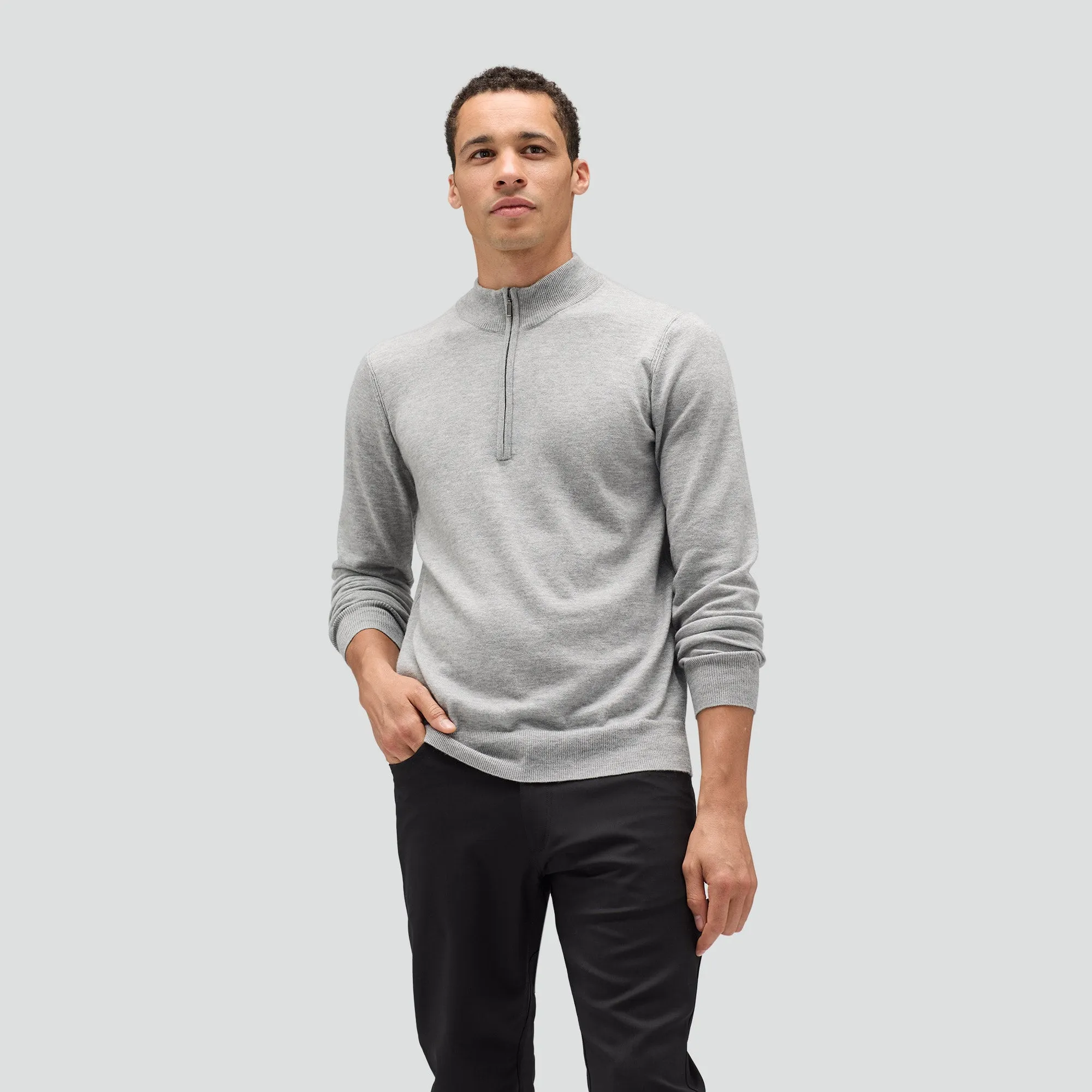 Men's Merino Cashmere Quarter Zip Sweater