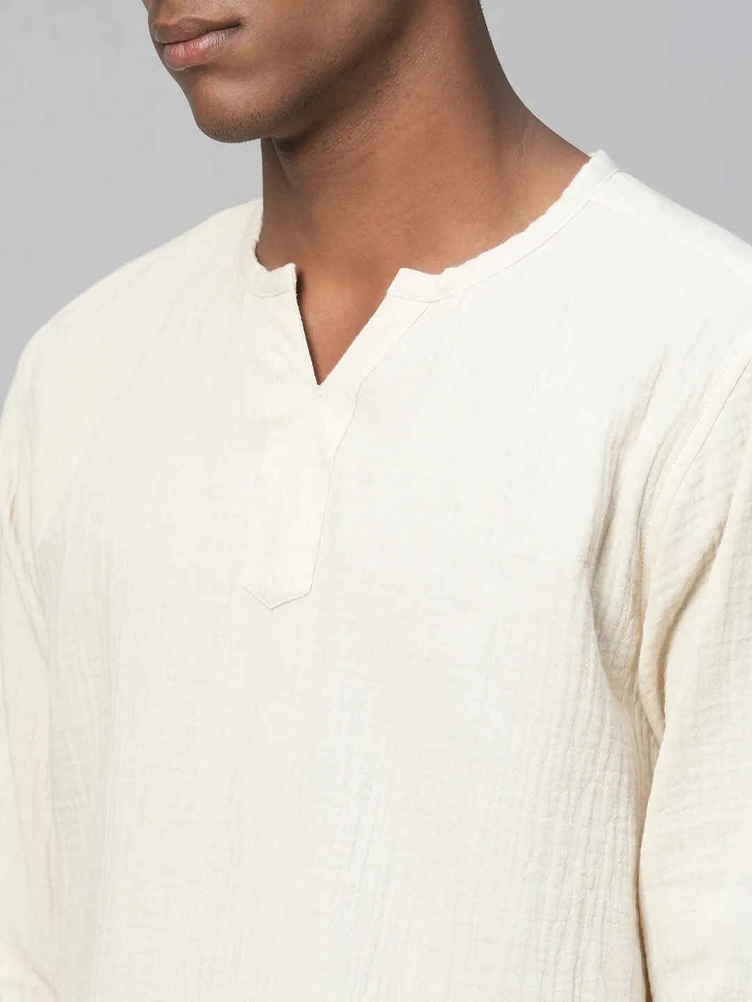 Men's Offwhite Cotton Regular Fit Kurta Shirt