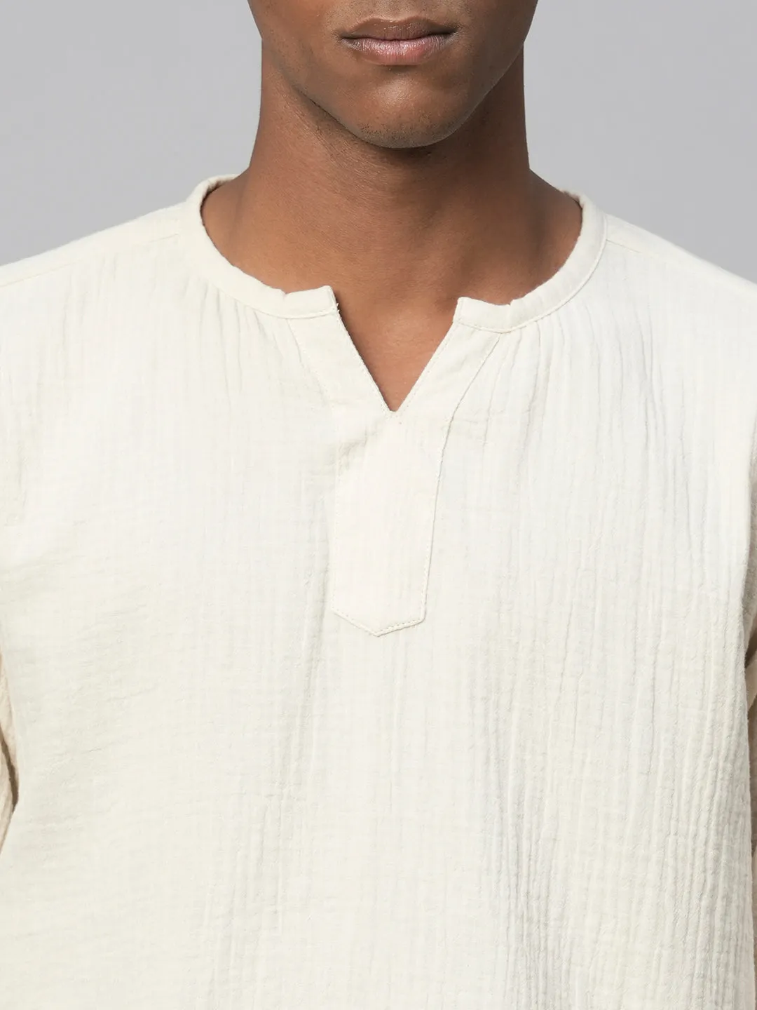 Men's Offwhite Cotton Regular Fit Kurta Shirt