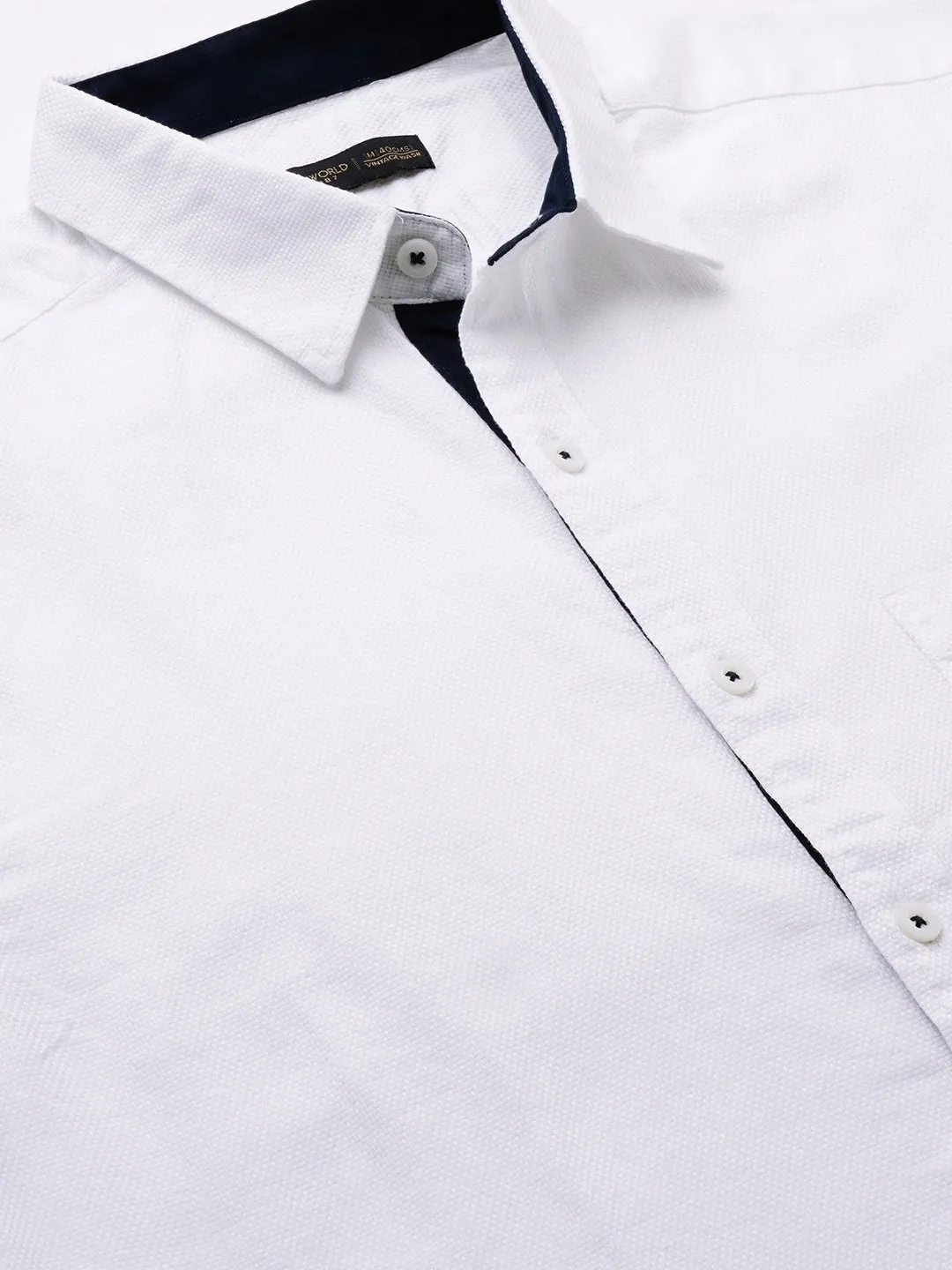 Men's White B Cotton Regular Fit Shirt