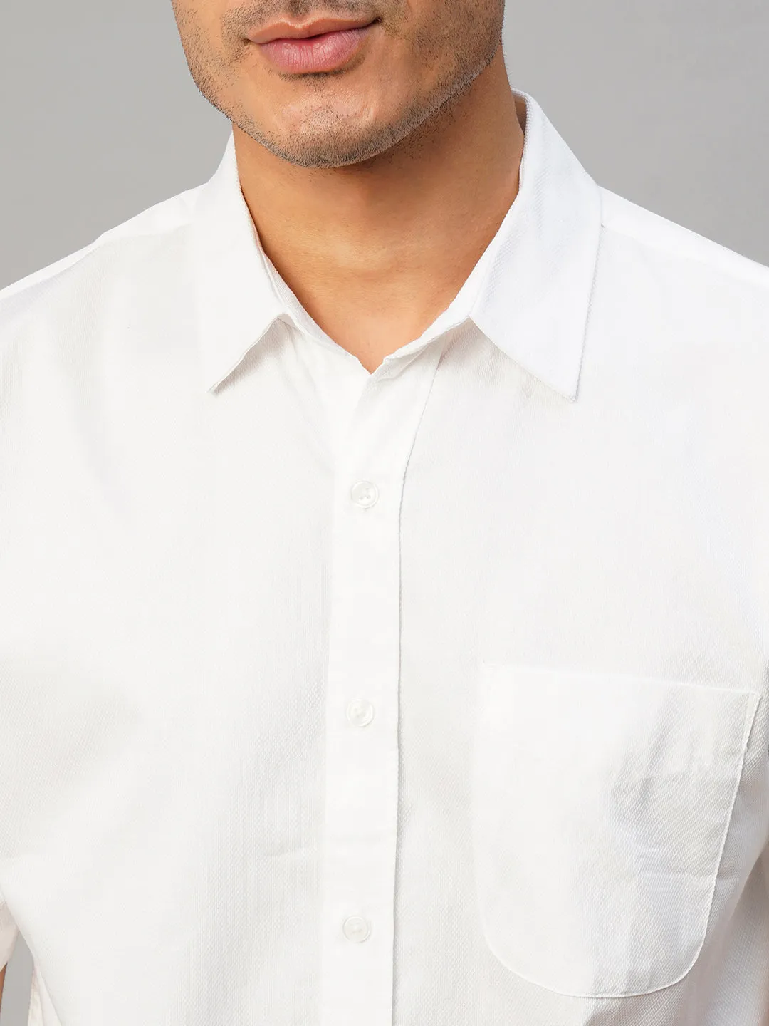 Men's White Cotton Regular Fit Shirt