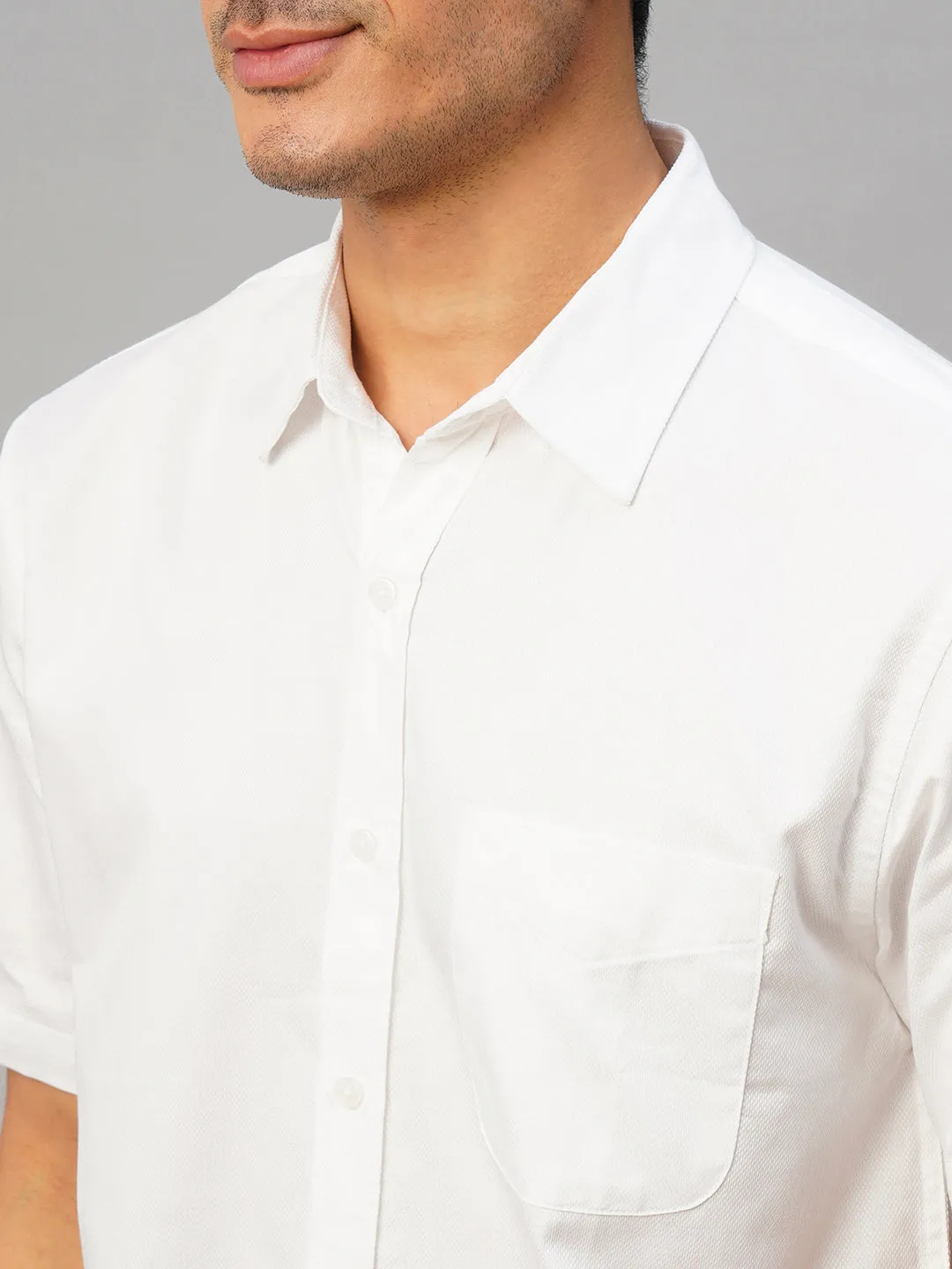 Men's White Cotton Regular Fit Shirt