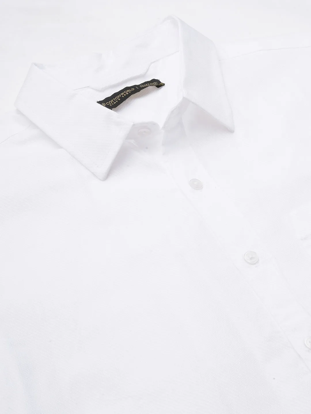 Men's White Cotton Regular Fit Shirt