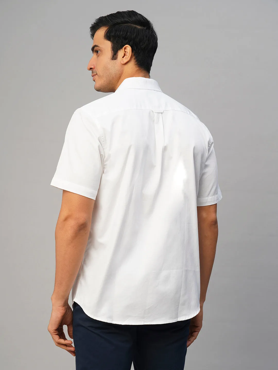 Men's White Cotton Regular Fit Shirt