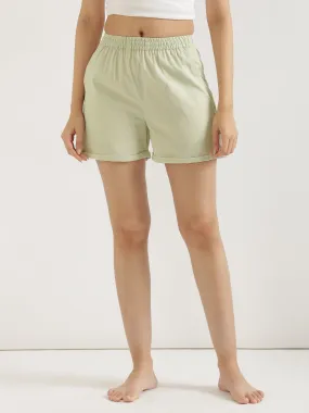 Mint Green Airy-Linen Shorts