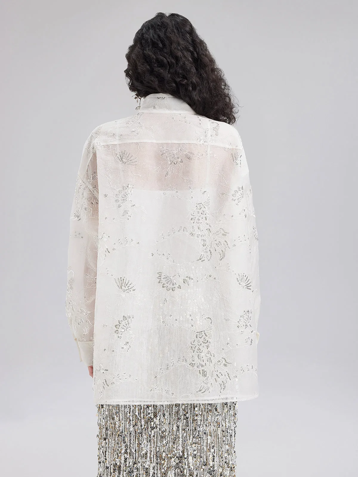 Modern Chinese Embroidered Stand Collar Top