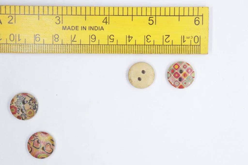 Multicolor Round Shaped Designer 2 Hole Wooden Buttons