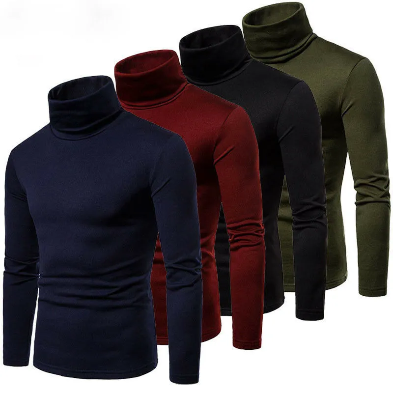 New Men's Shirt Streetwear Warm Winter Warm High Neck Pullover Jumper Tops Turtleneck Fashion Shirt 4 Colors High Quality Blouse