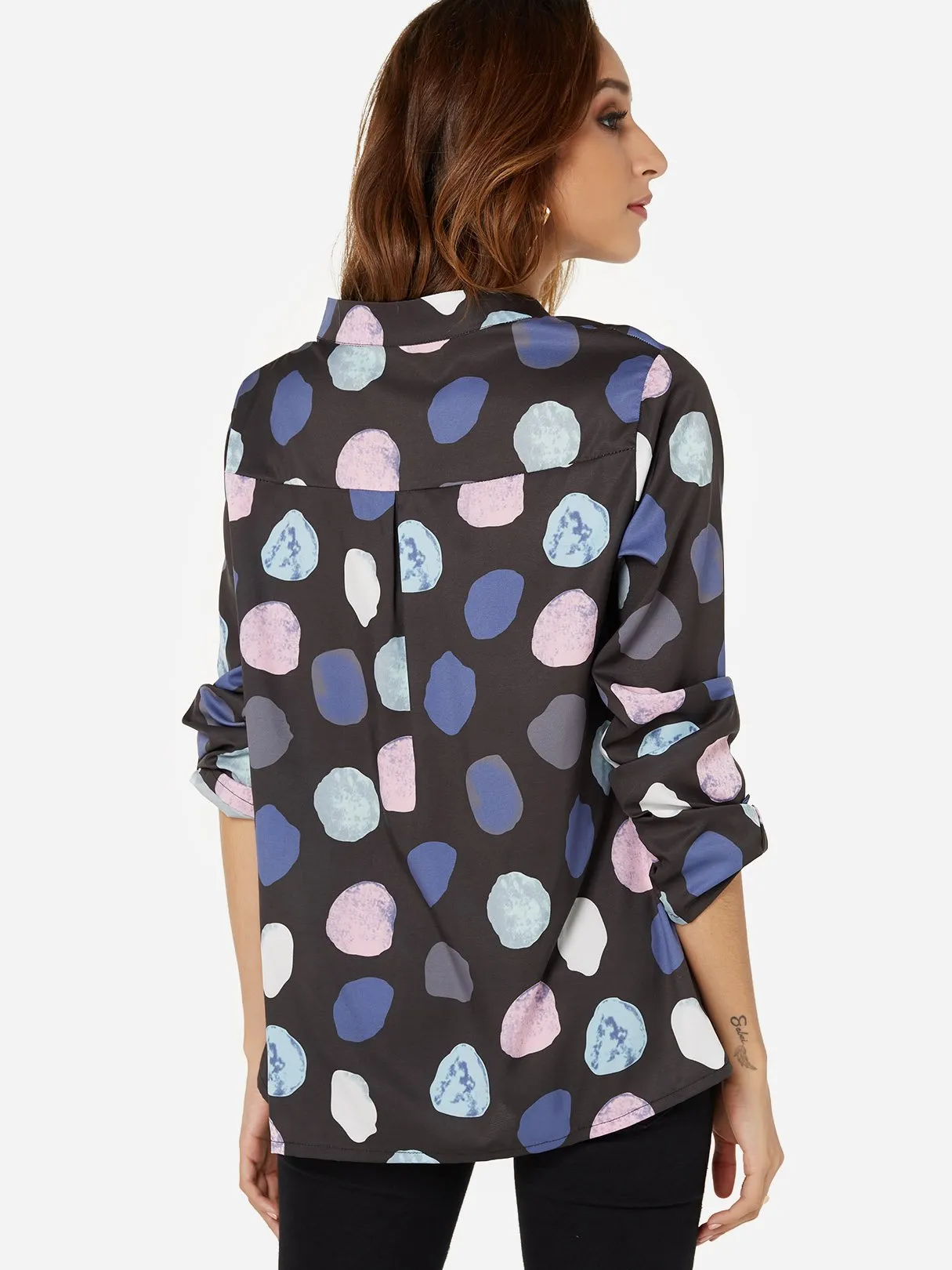 OEM ODM V-Neck Polka Dot 3/4 Sleeve Blouses