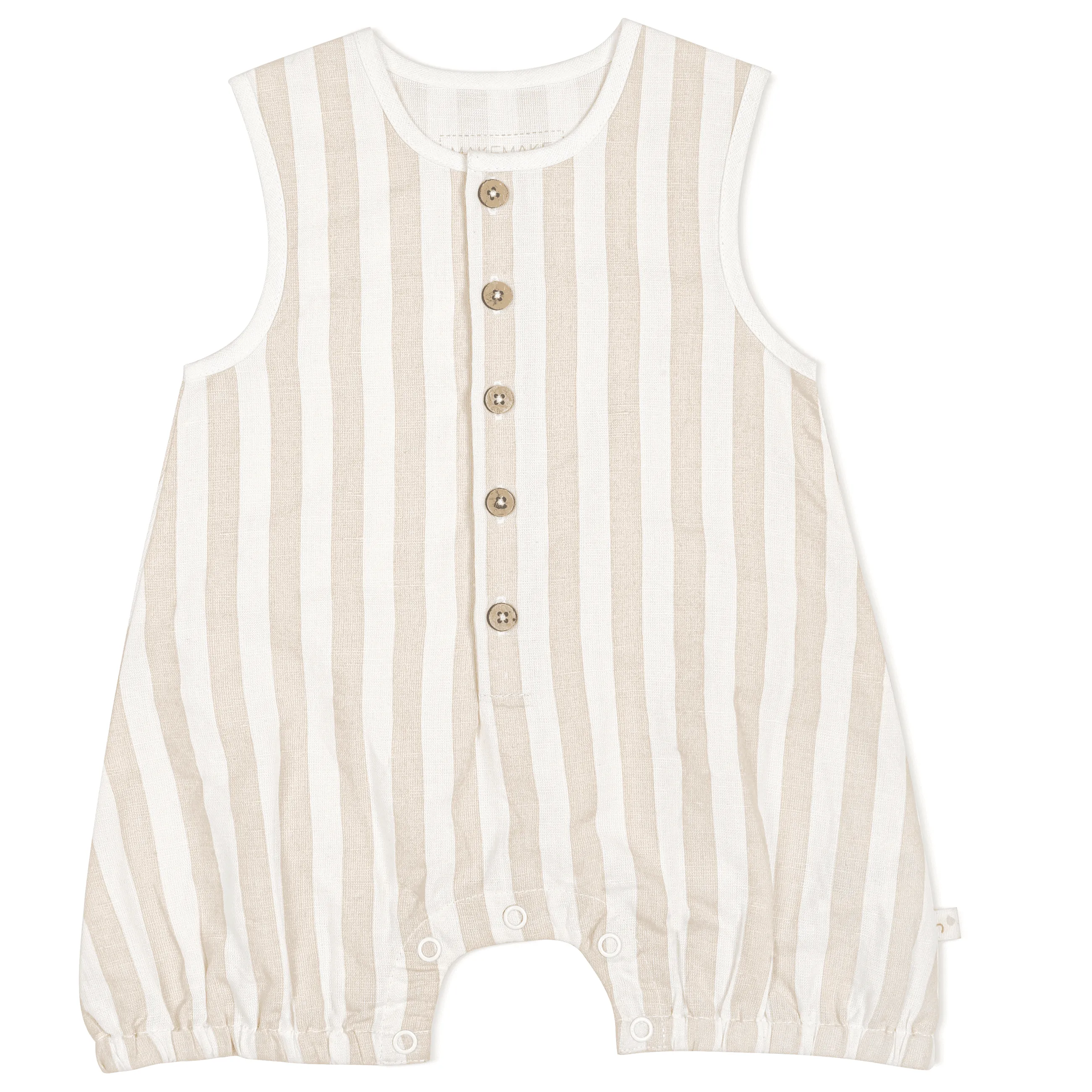 Organic Baby Bubble Romper - Beige Stripes