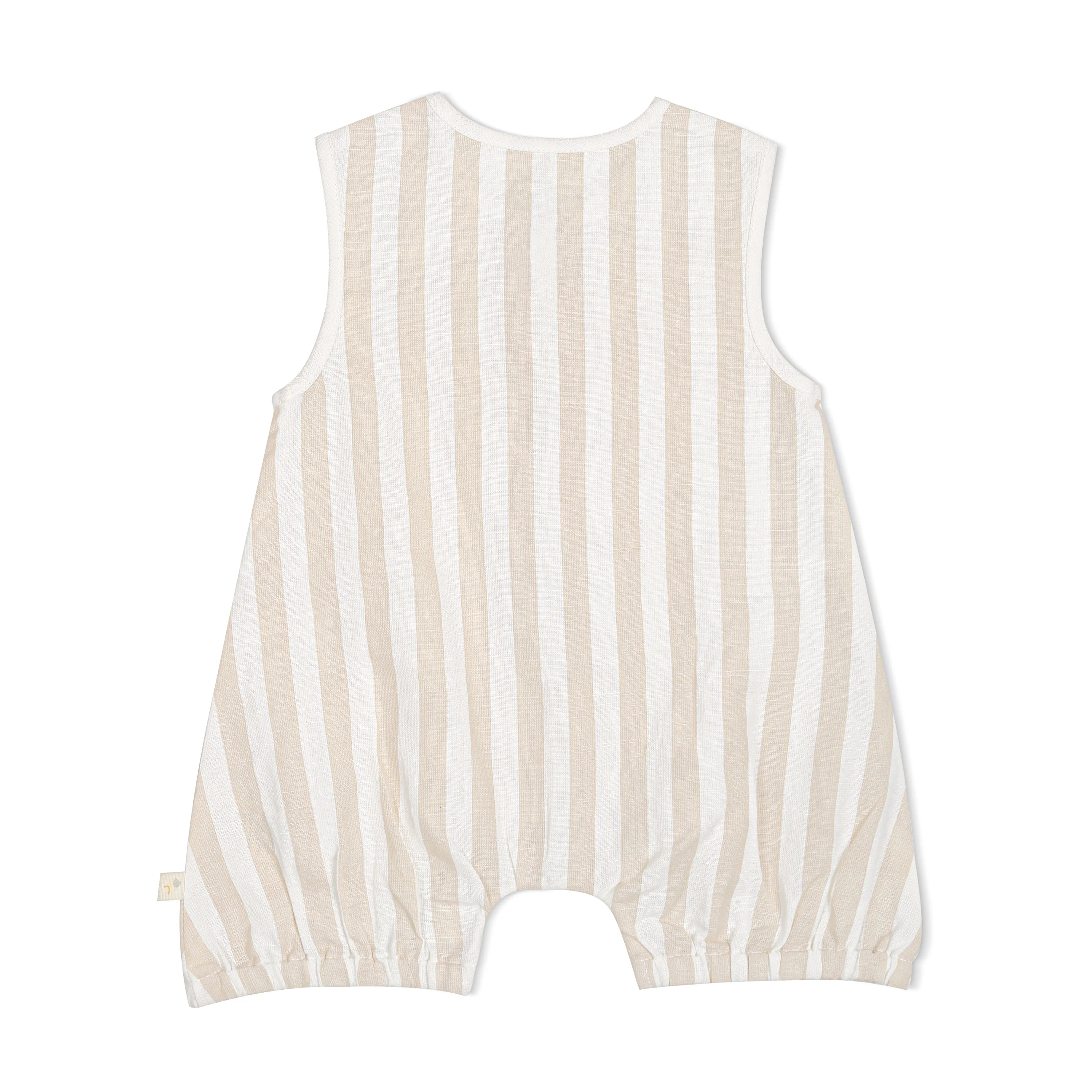 Organic Baby Bubble Romper - Beige Stripes