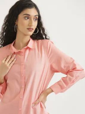 Peach Airy-Linen Shirt