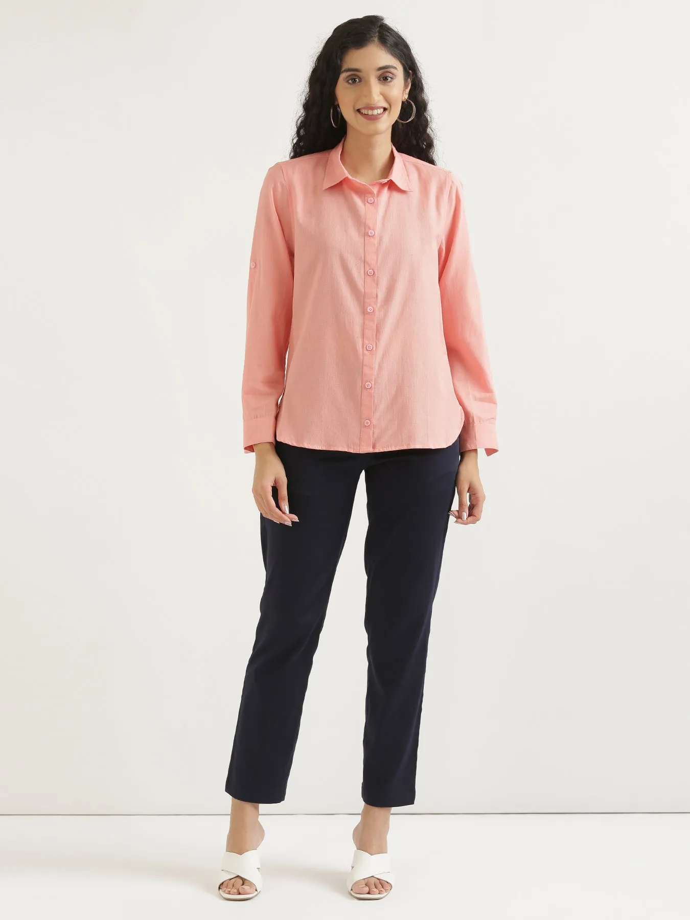 Peach Airy-Linen Shirt