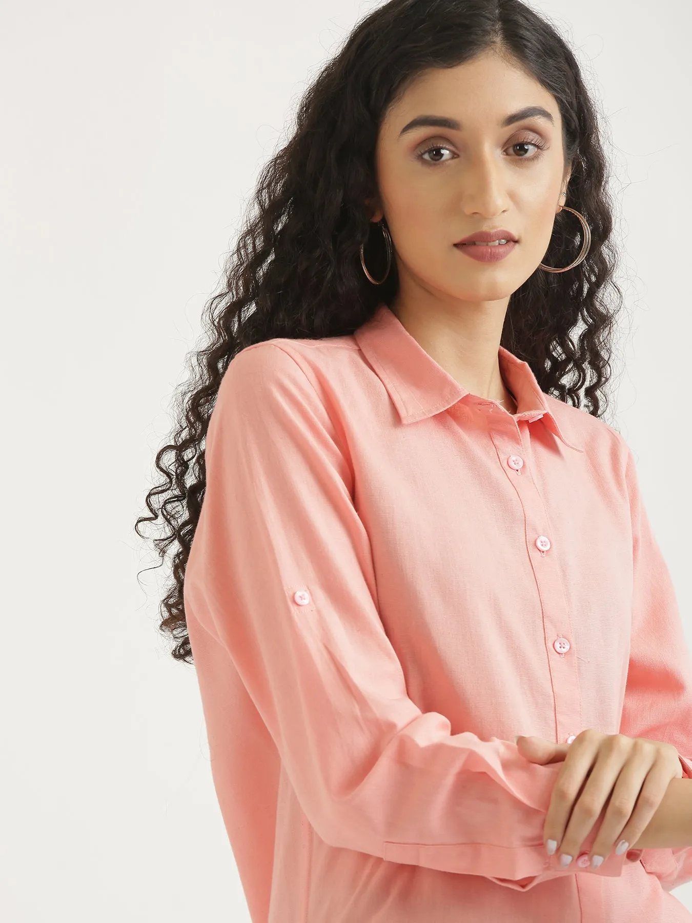 Peach Airy-Linen Shirt