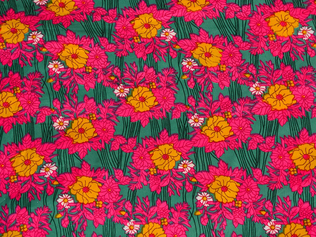 Pink Floral Digital Printed Premium Crepe Fabric