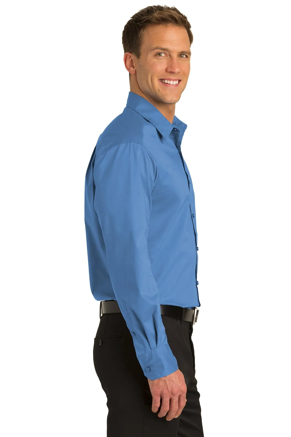 Port Authority Custom Stretch Poplin Shirts, Moonlight Blue