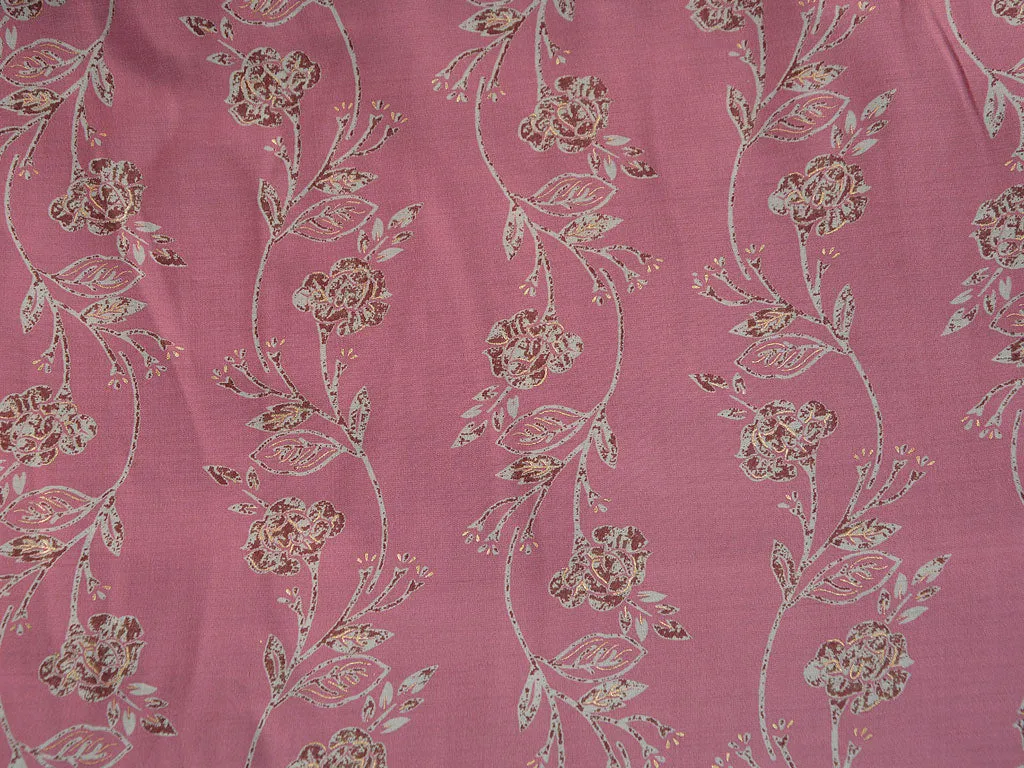 Precut of 1.5 Meter Light Pink Floral Premium Modal Chanderi Silk Fabric