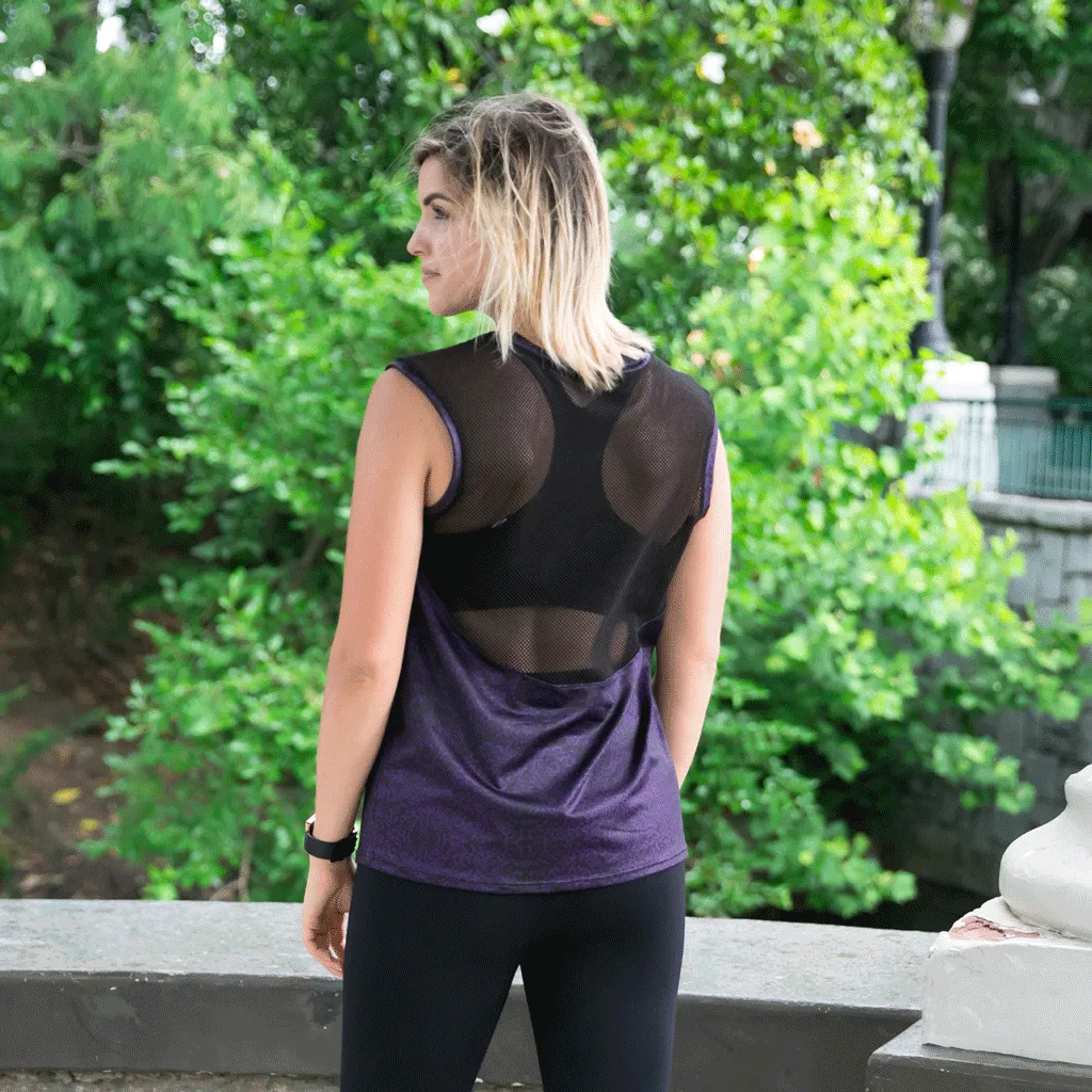 Purple Animal Print Mesh Back Tank