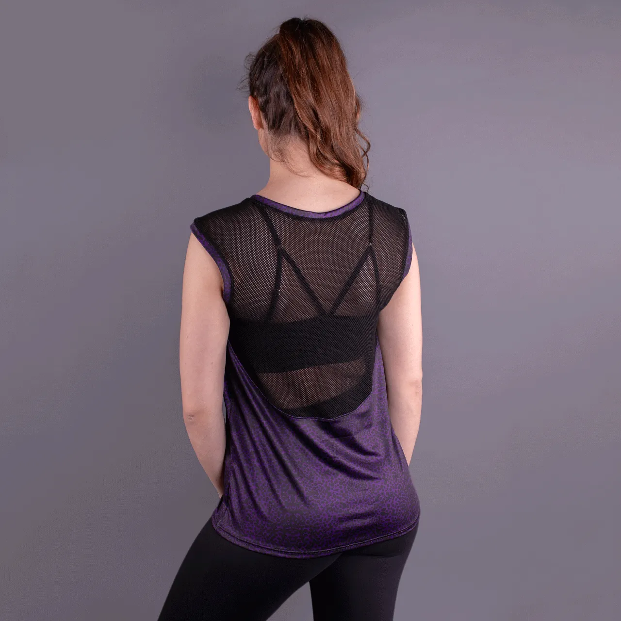 Purple Animal Print Mesh Back Tank