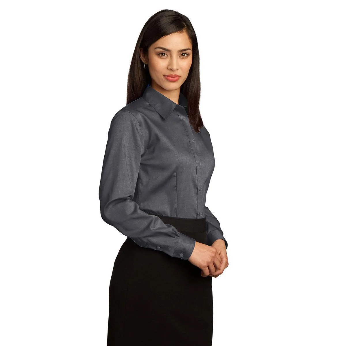 Red House Women's Charcoal Non-Iron Pinpoint Oxford Shirt