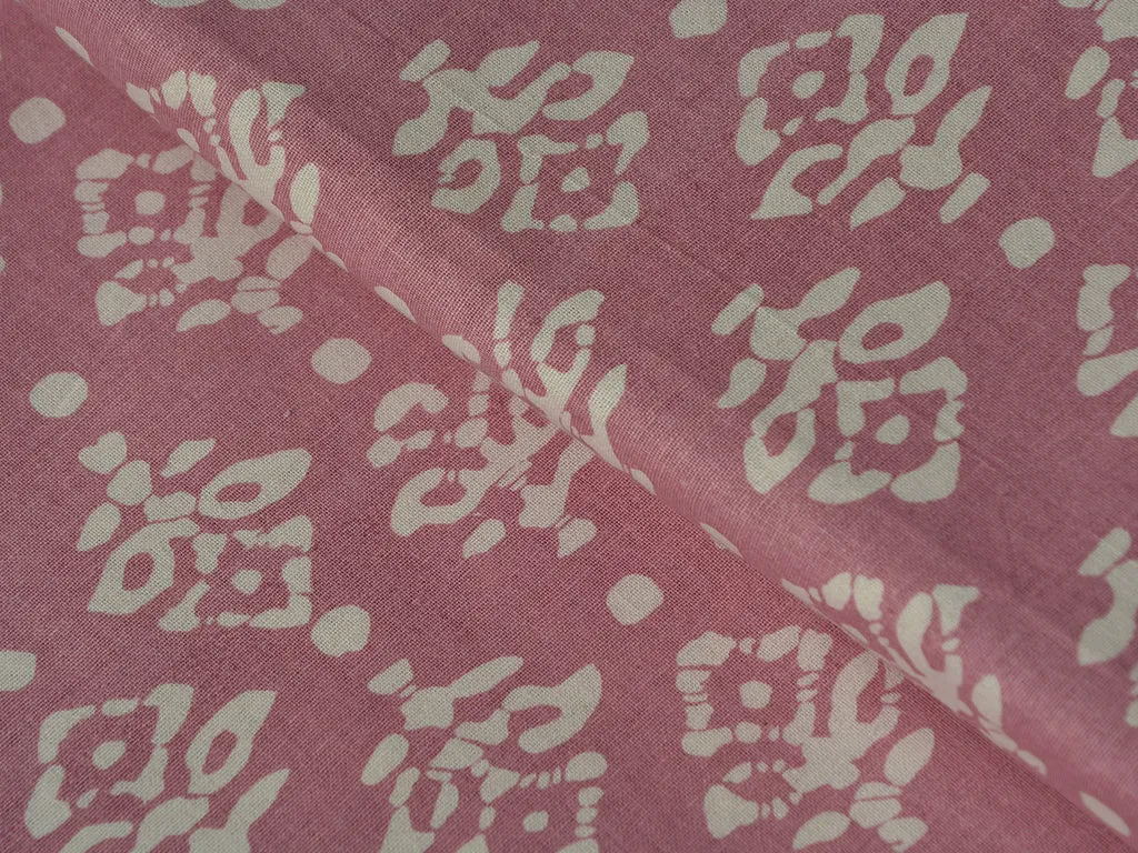 Salmon Pink Motifs 100% Pure Cotton Fabric