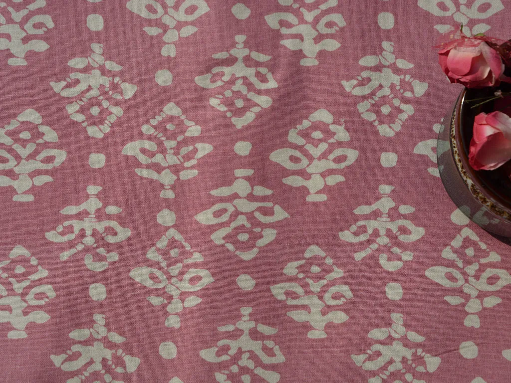 Salmon Pink Motifs 100% Pure Cotton Fabric