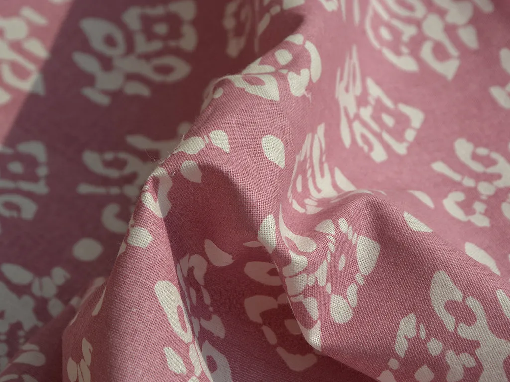 Salmon Pink Motifs 100% Pure Cotton Fabric