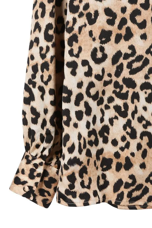 Satin leopard blouse