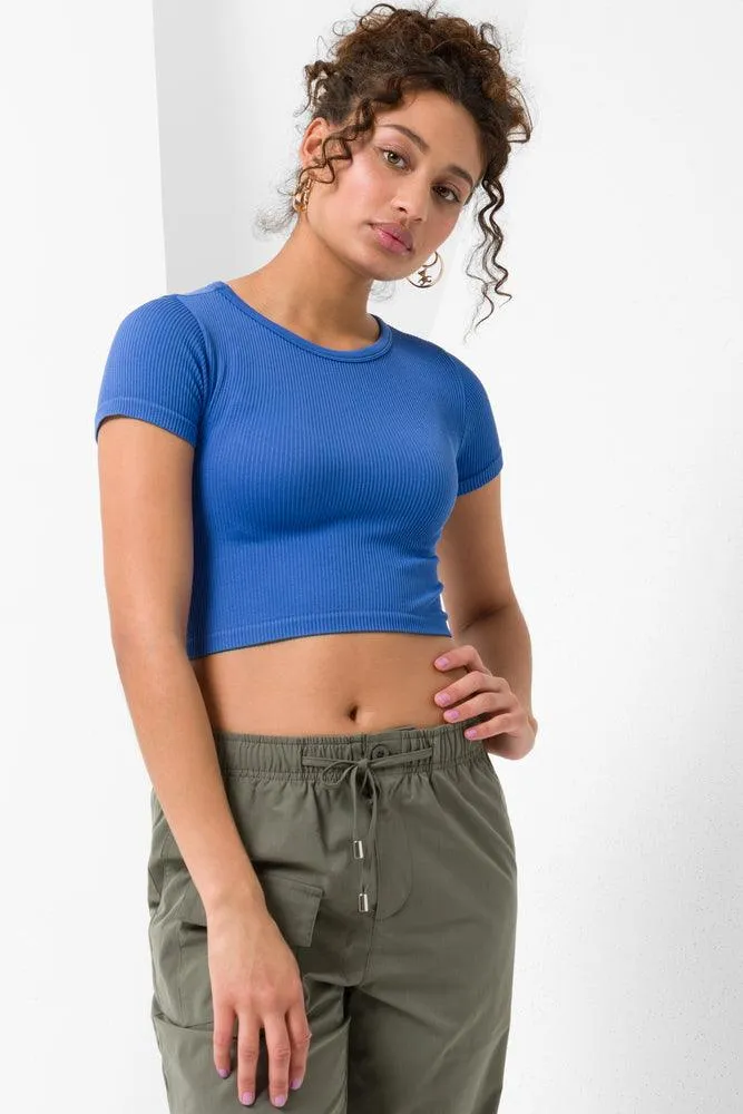 Seamless Cropped T-Shirt Blue