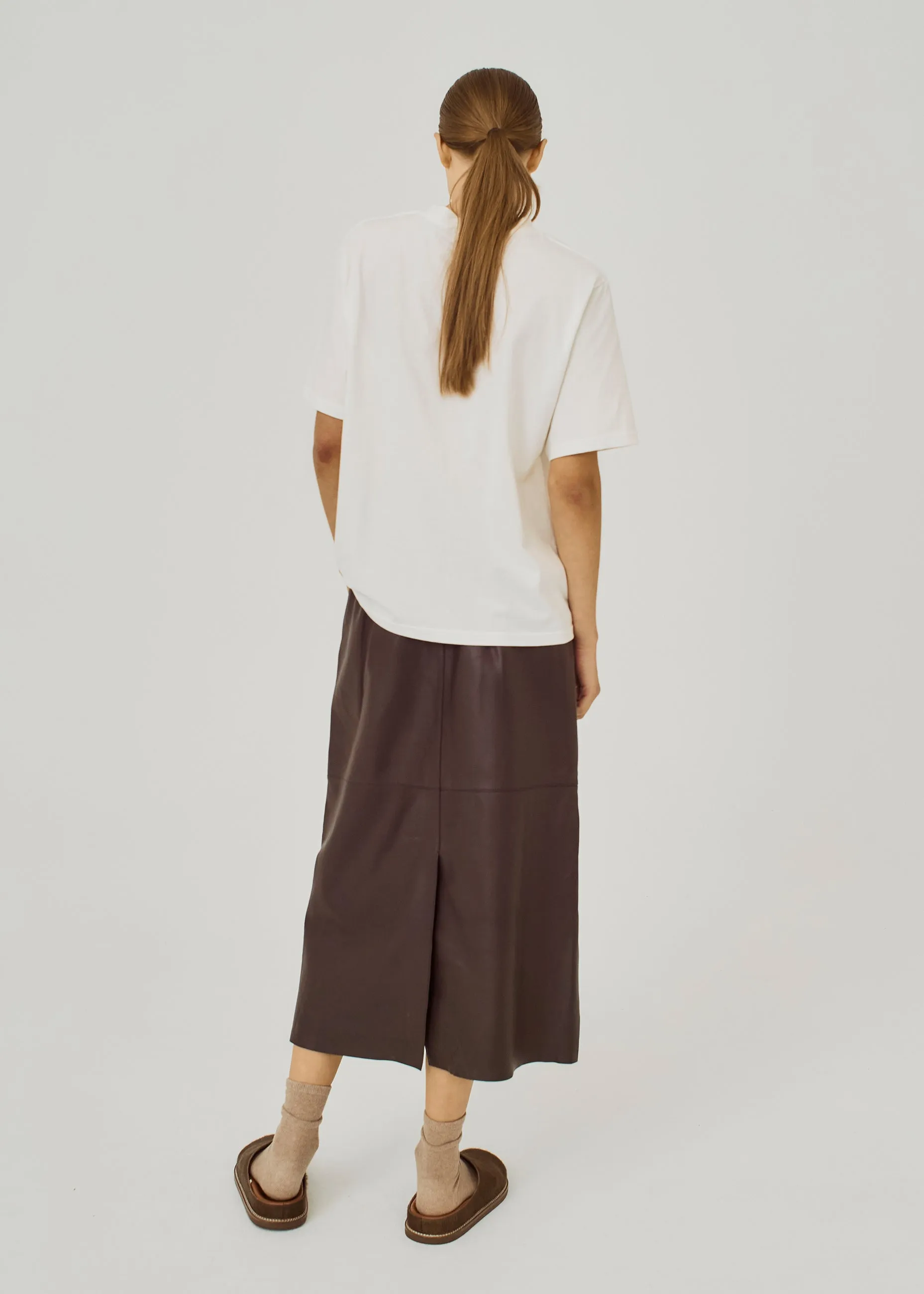 Shelby midi leather skirt - Dark Brown