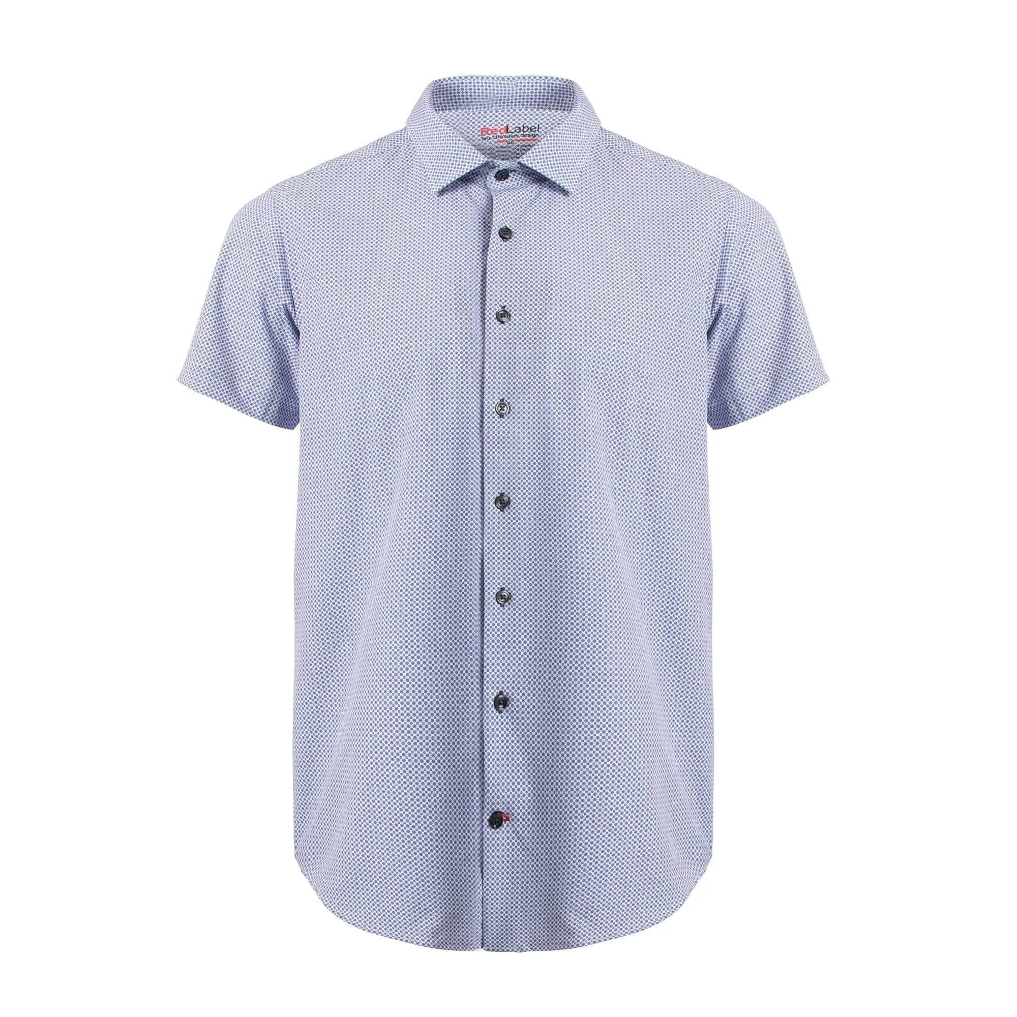 Short Sleeve Blue Print Voyage Performance Slim Fit Shirts