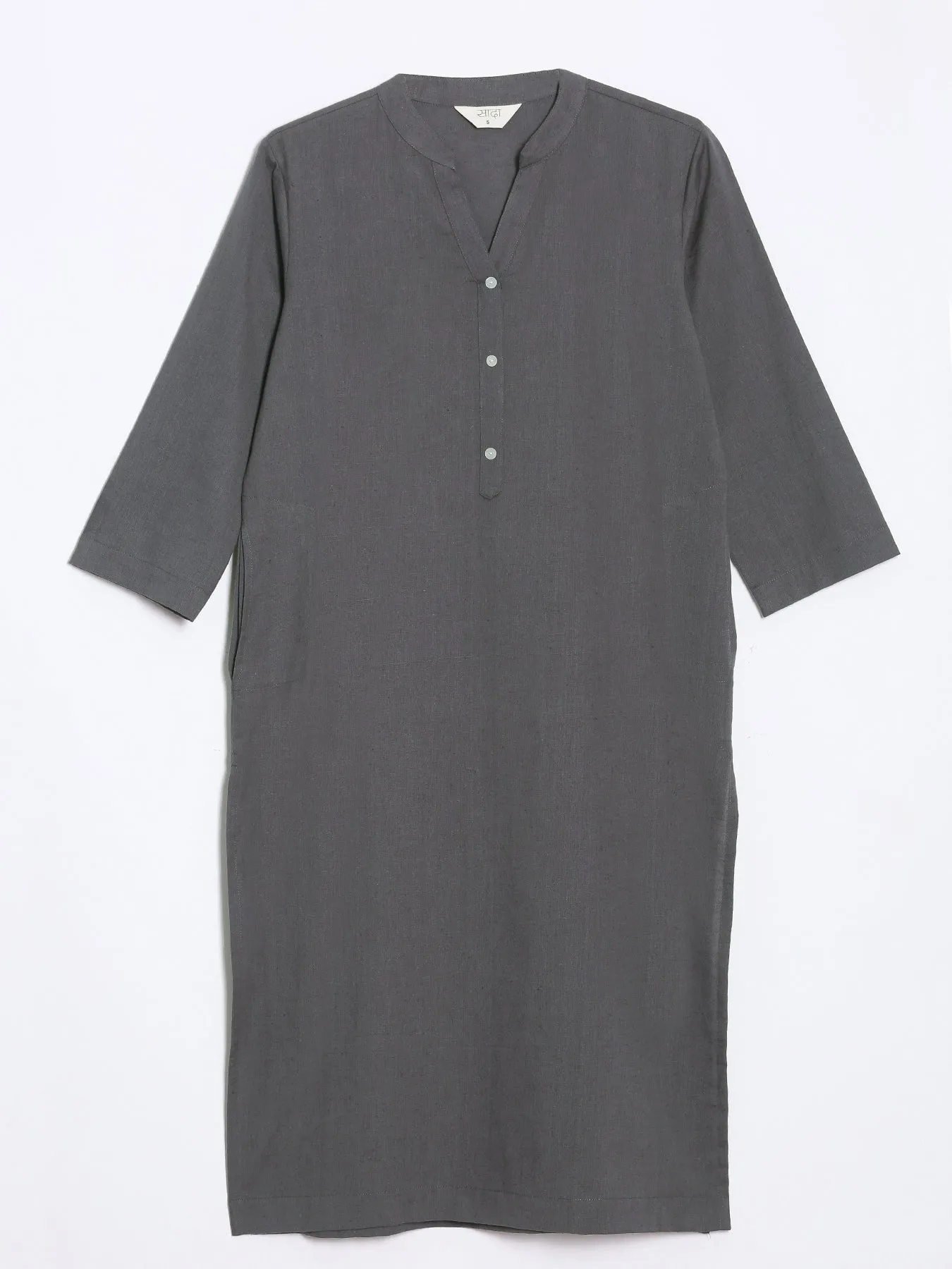 Slate Grey Airy Linen Long Kurta