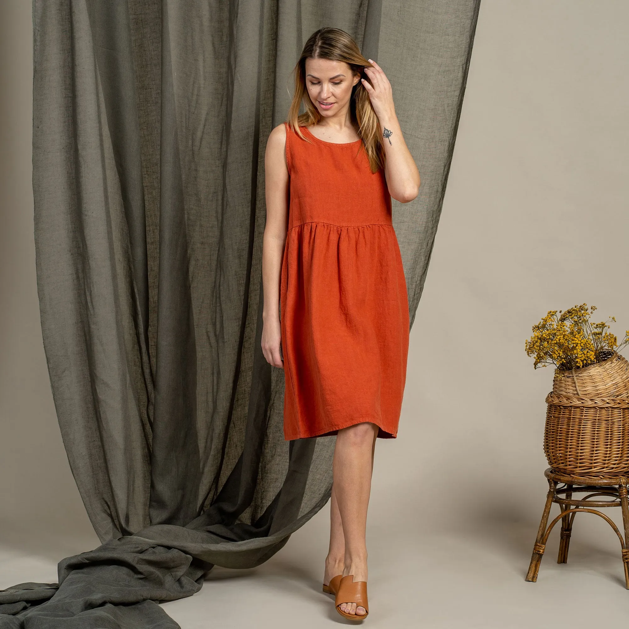 Smock Dress Eliza Cinnamon Red