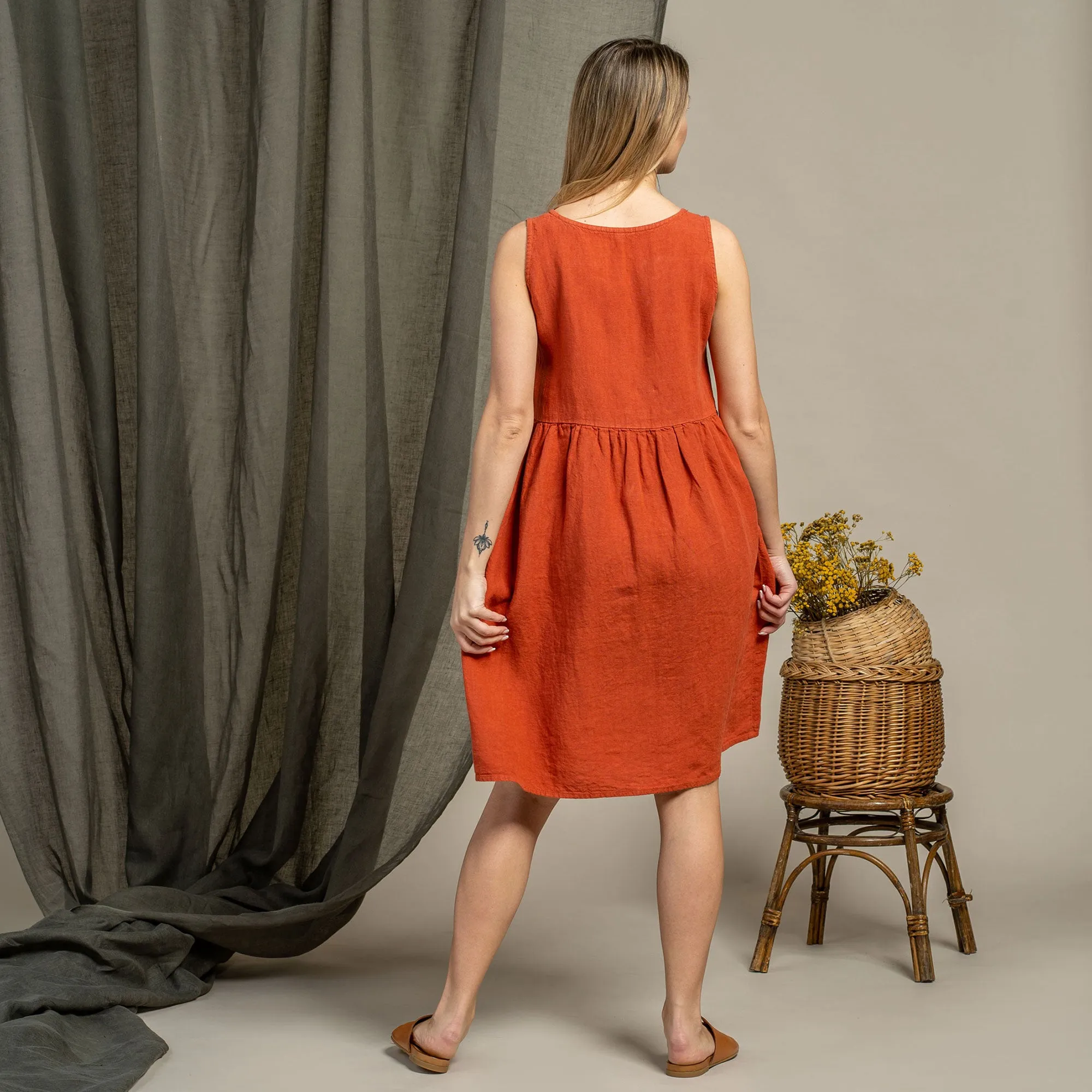 Smock Dress Eliza Cinnamon Red