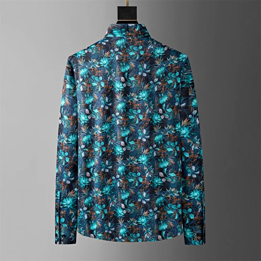 Spring Flower Slim Fit Shirts