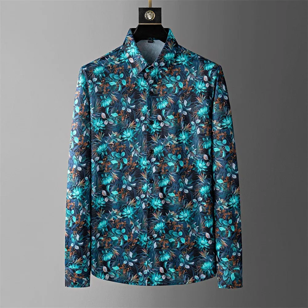 Spring Flower Slim Fit Shirts