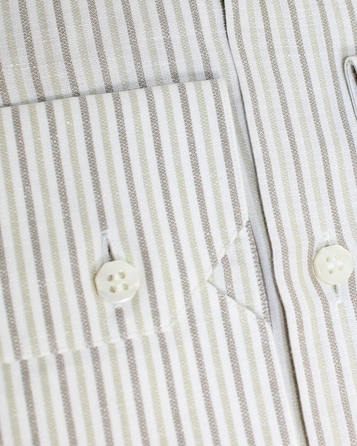 Stefano Ricci Shirt Slim Fit White Taupe Stripes Linen Cotton 38 - 15 SALE