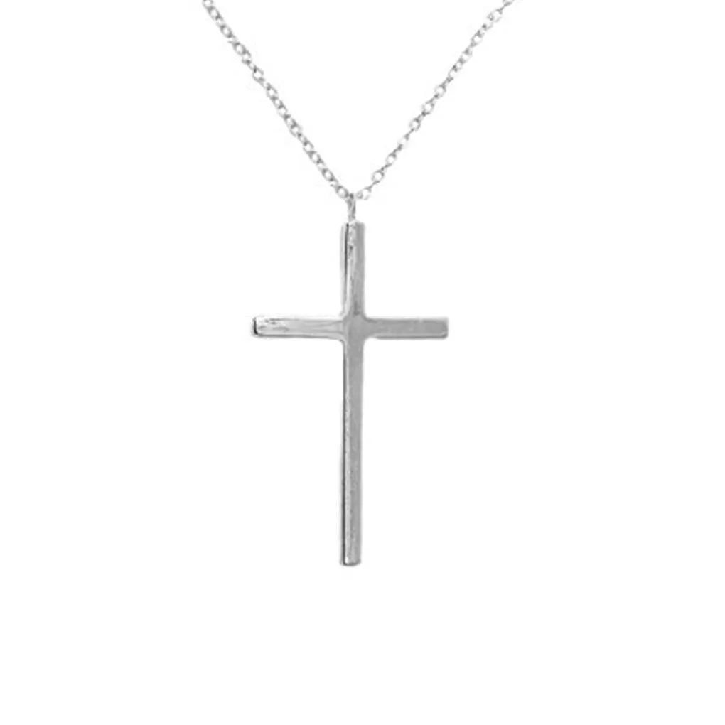 Sterling Silver Large Cross Necklace 22 inch