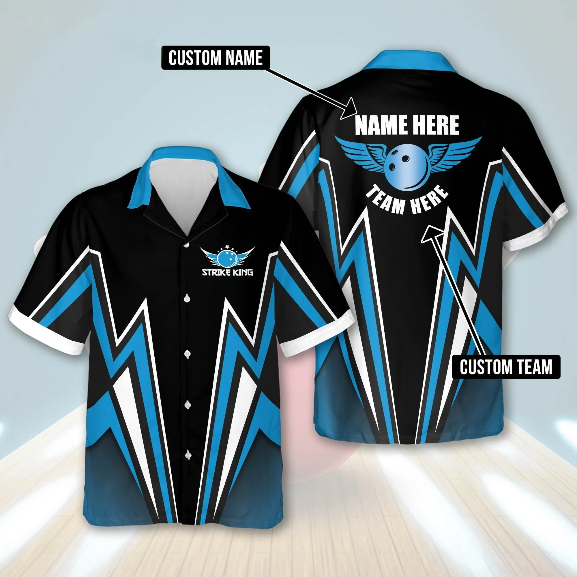 Strike King Bowling Button-Down bowling Hawaiian Shirt, Summer gift for Bowling team shirt