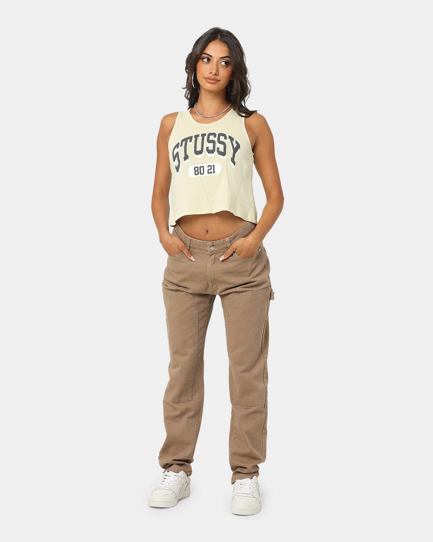 Stussy Women's Collegiate Relaxed Tank Top Cream