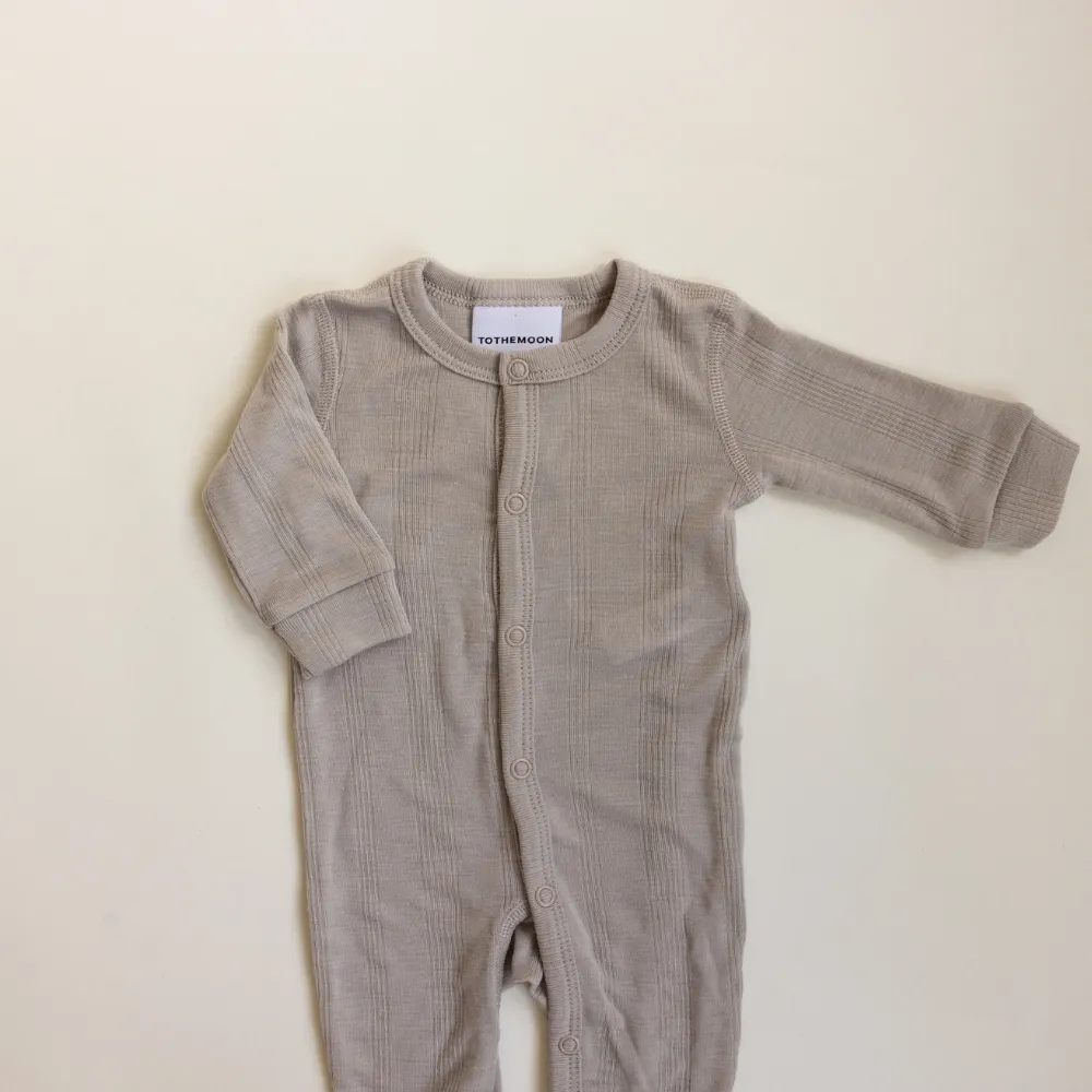 Tothemoon ☾ - Sleep suit - 2 in 1 Foot - Wool & silk - Needle pattern - Dove