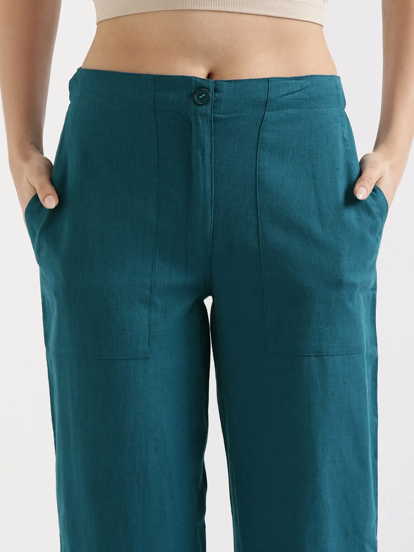 Turquoise Airy Linen Pants