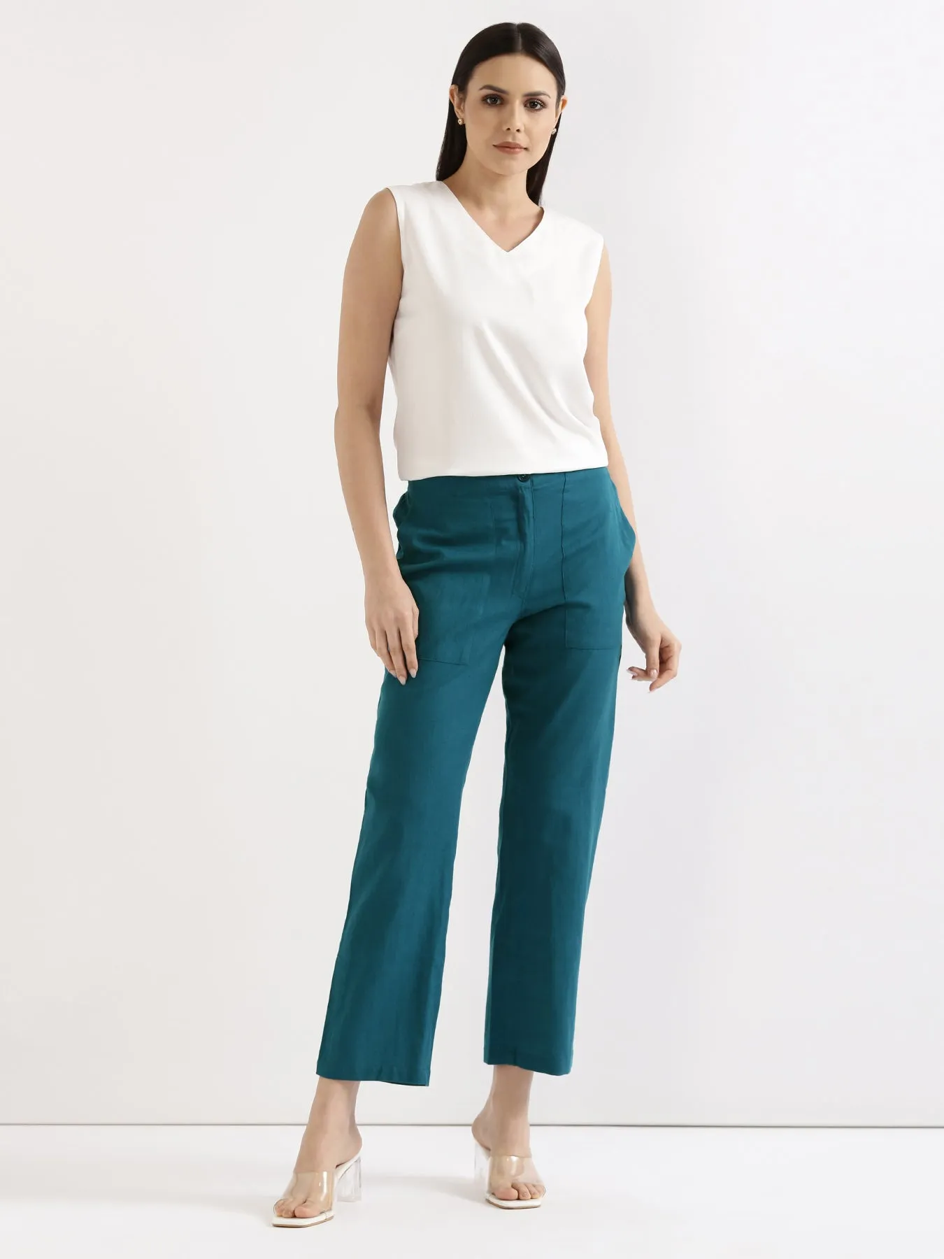 Turquoise Airy Linen Pants