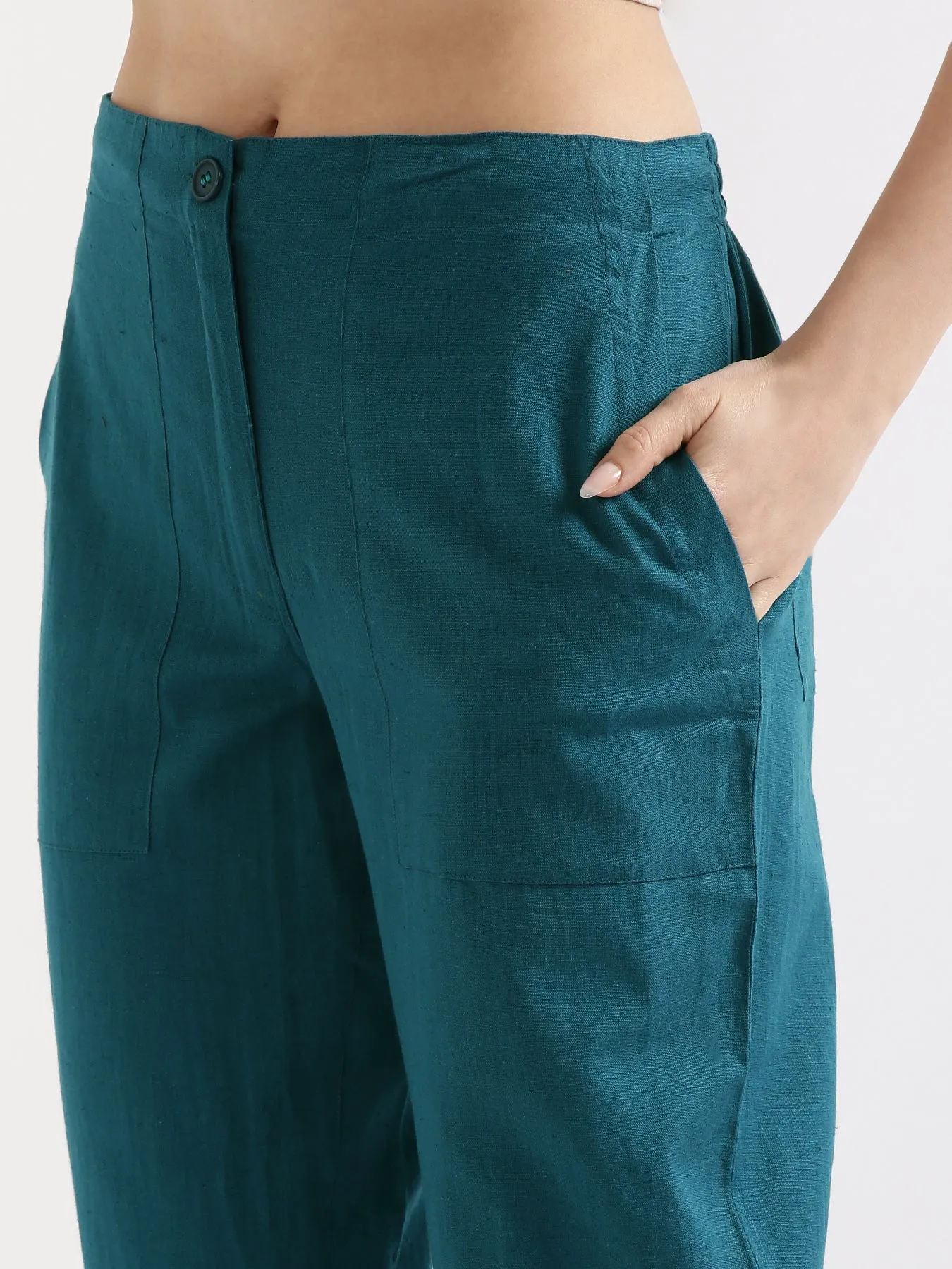 Turquoise Airy Linen Pants